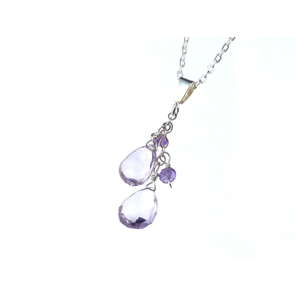Pink Amethyst Necklace Pendant 925 Sterling Silver